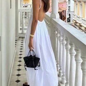 Commense White Spaghetti-Strap Maxi Dress